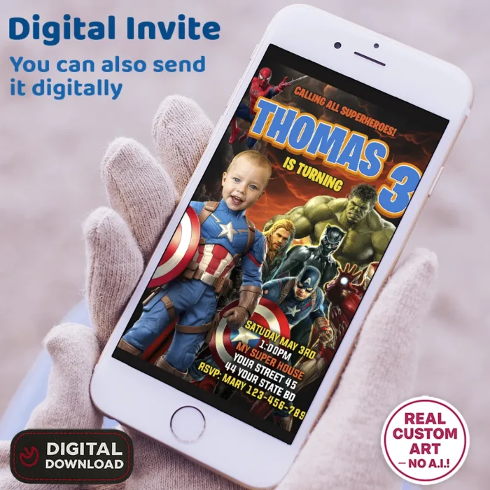 Captain America Party Invitation | Avengers Birthday Invite