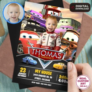 Cars Lightning Mcqueen Invitation | Custom Cars Birthday Invitation