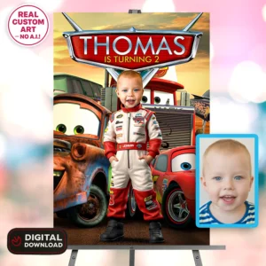 Cars Birthday Welcome Sign | Personalized Lightning McQueen Party Poster