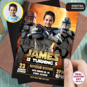 Clone Troopers Birthday Invitation | Personalized Star Wars Photo Invite
