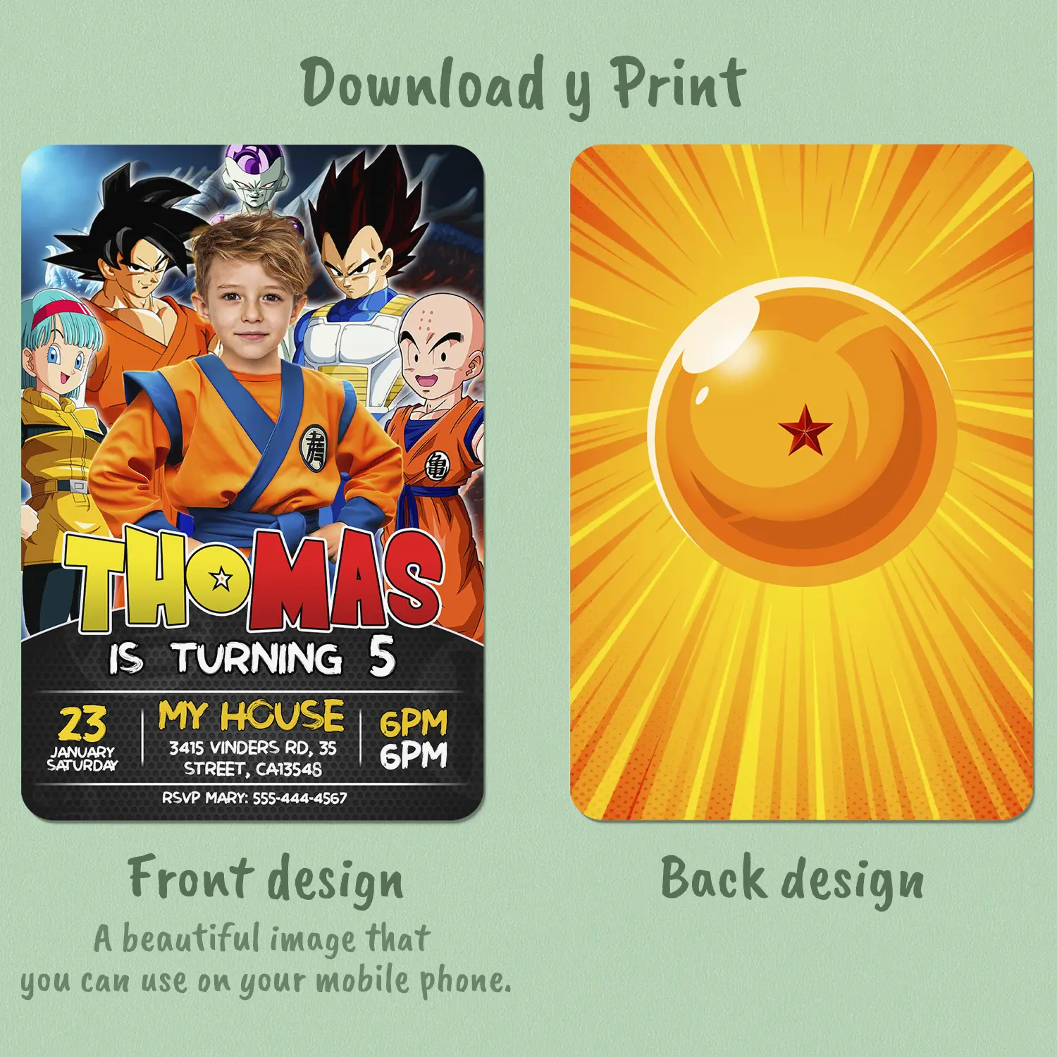 Dragon Ball Party Invitation | Custom Goku Birthday Invitation 2 Dragon Ball Party Invitation | Custom Goku Birthday Invitation