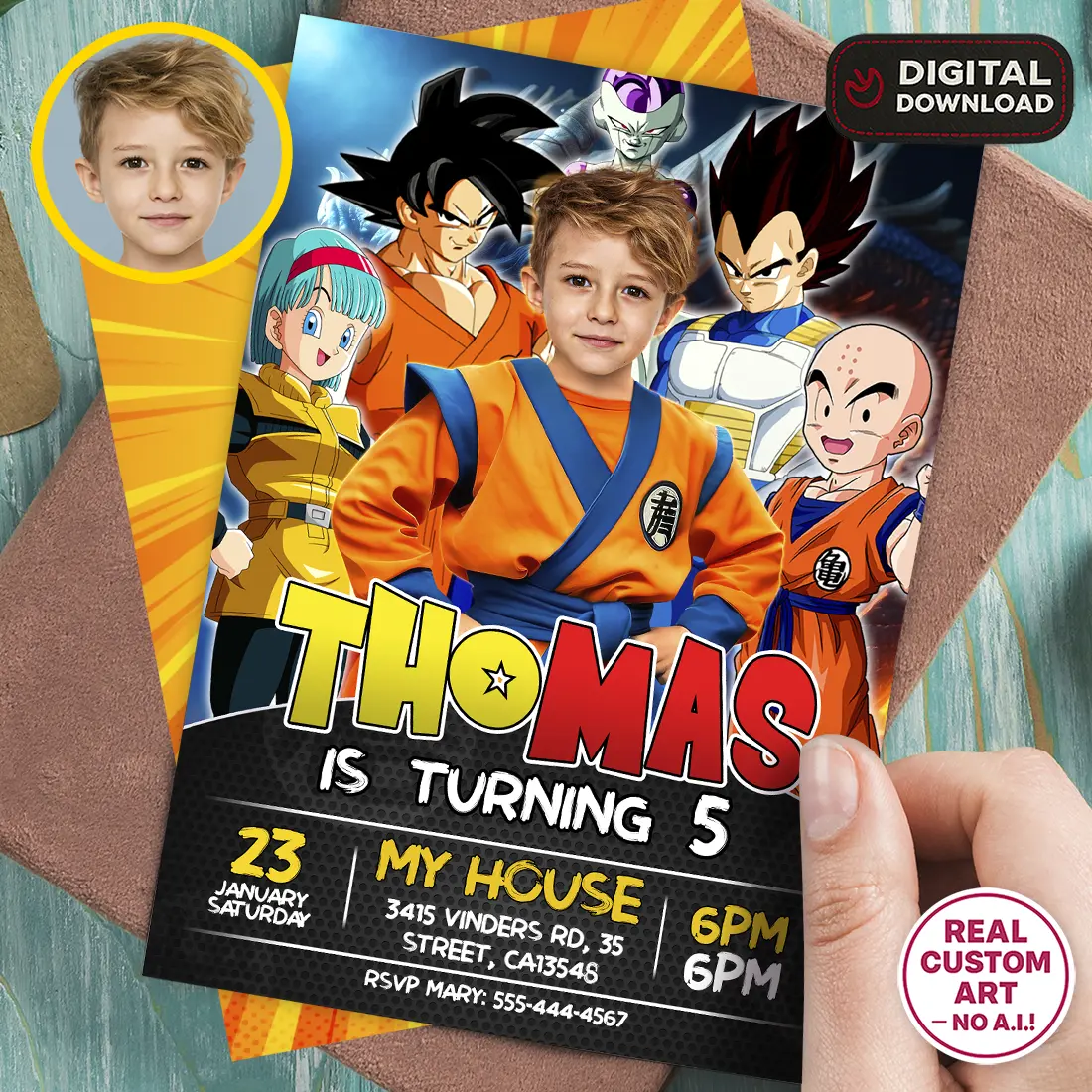 Dragon Ball Party Invitation | Custom Goku Birthday Invitation 1 Dragon Ball Party Invitation | Custom Goku Birthday Invitation