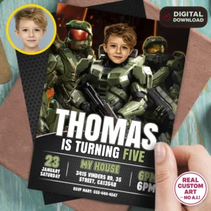Halo Birthday Invitation | Master Chief Photo Invite