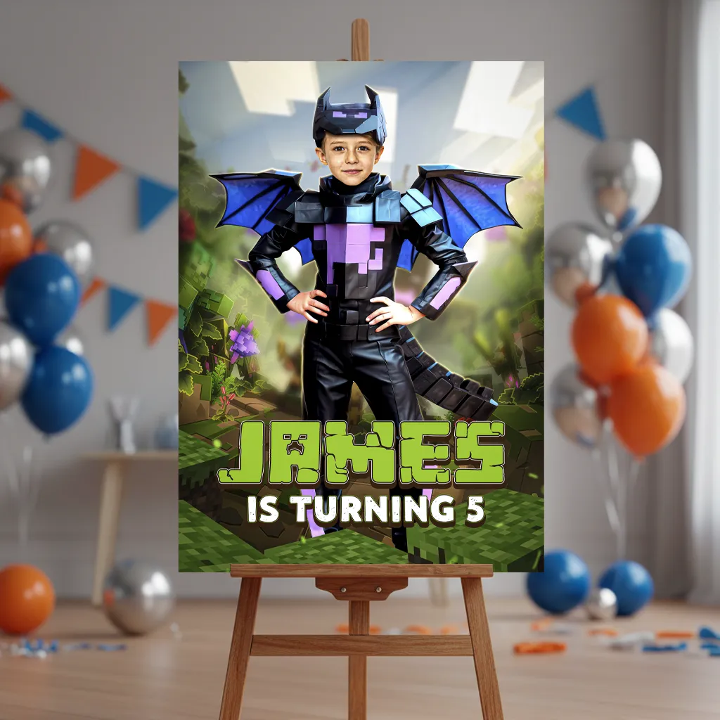 Minecraft Party Welcome Sign | Custom Minecraft Birthday Poster 2 Minecraft Party Welcome Sign | Custom Minecraft Birthday Poster
