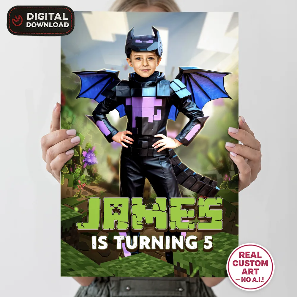 Minecraft Party Welcome Sign | Custom Minecraft Birthday Poster 3 Minecraft Party Welcome Sign | Custom Minecraft Birthday Poster