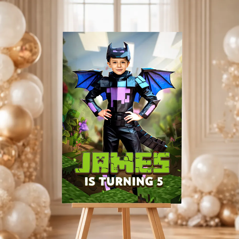 Minecraft Party Welcome Sign | Custom Minecraft Birthday Poster 4 Minecraft Party Welcome Sign | Custom Minecraft Birthday Poster