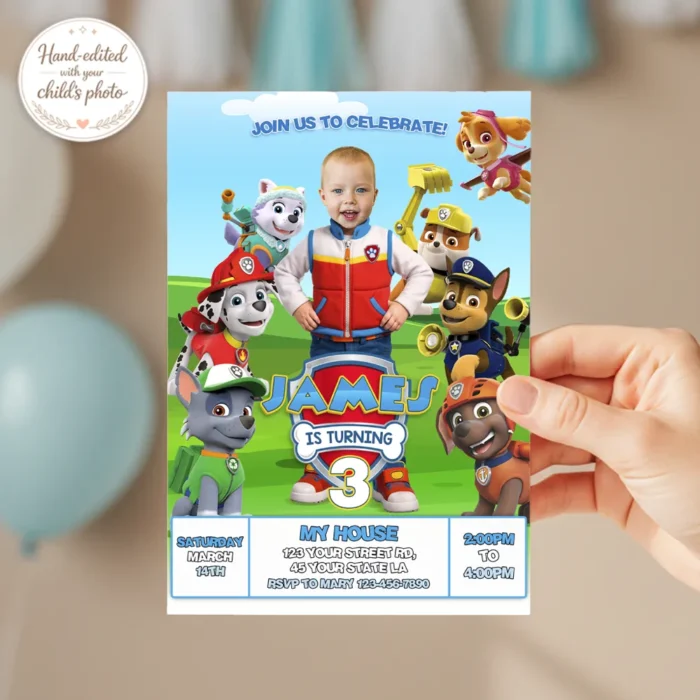 Paw Patrol Birthday Invitation | Paw Patrol Photo Invite