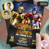 Transformers Siblings Photo Invitation | Optimus & Bumblebee Birthday Invite 2 Transformers Siblings Photo Invitation | Optimus & Bumblebee Birthday Invite