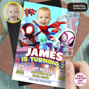 Spidey Birthday Photo Invitation | Personalized Superhero Invitation