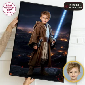 Jedi Portrait with Photo | Personalized Star Wars Custom Gift