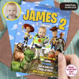 Toy Story Birthday Photo Invitation | Personalized Buzz Lightyear Invite
