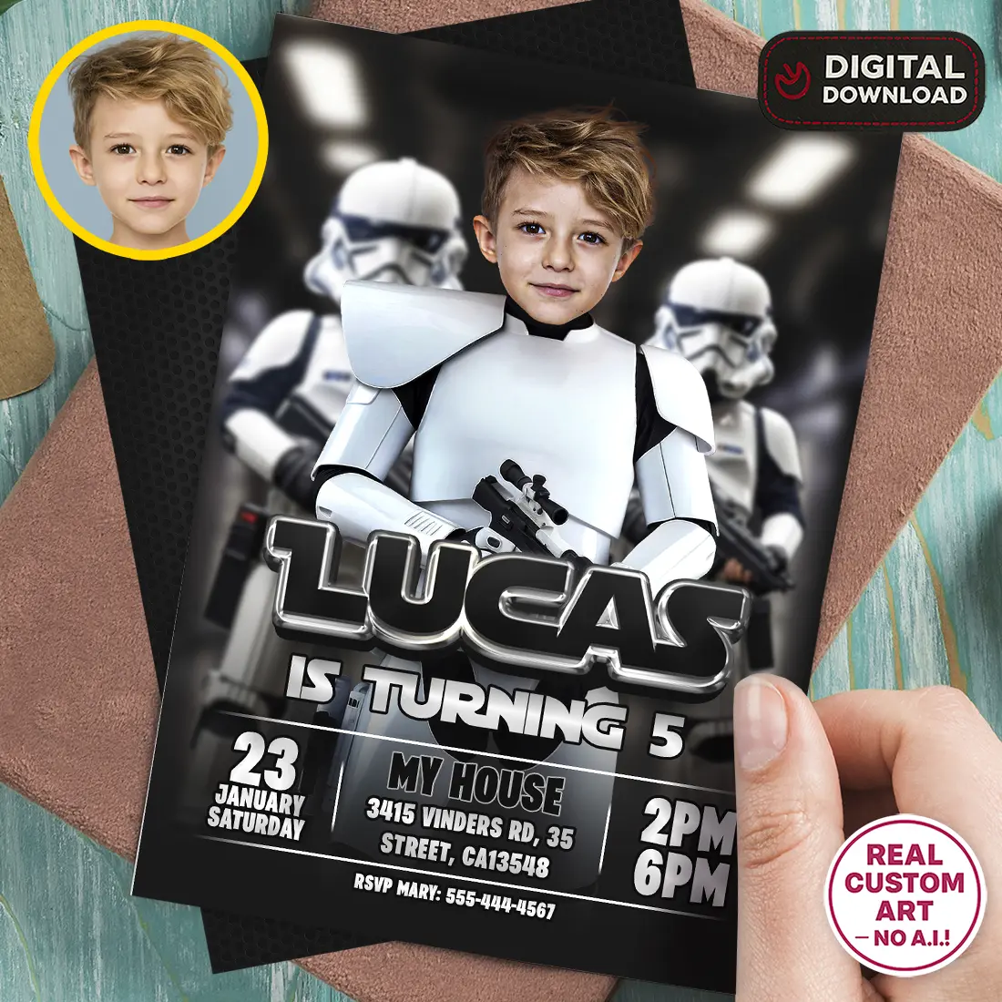 Trooper Birthday Invitation | Personalized Star Wars Photo Invite 1 Trooper Birthday Invitation | Personalized Star Wars Photo Invite