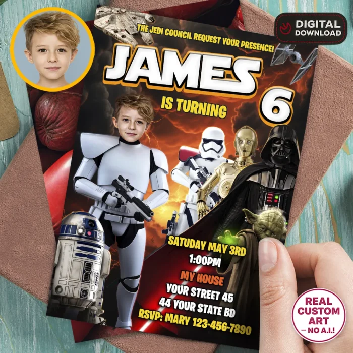 Trooper Party Invitation | Personalized Star Wars Photo Invite 1 Trooper Party Invitation | Personalized Star Wars Photo Invite