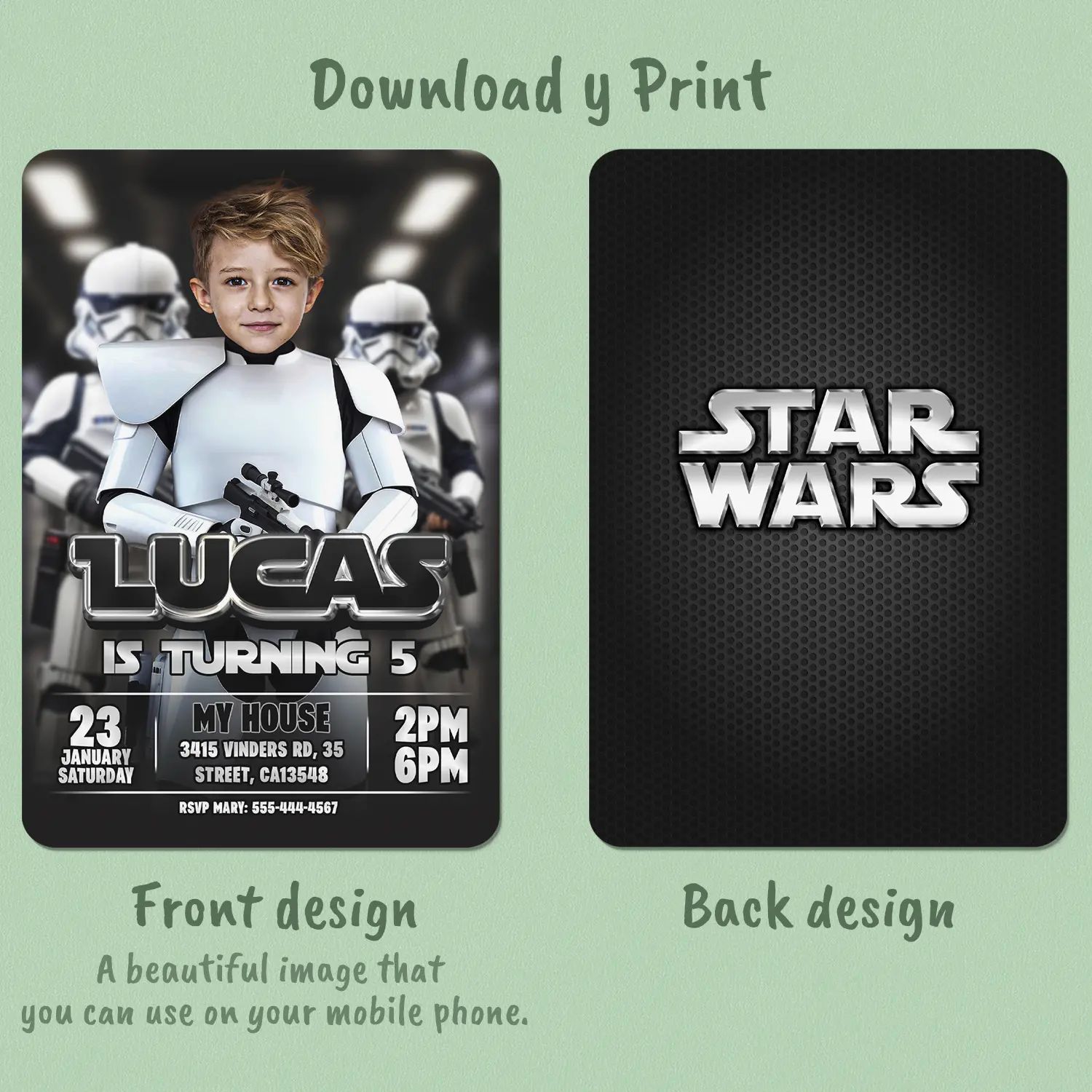 Trooper Birthday Invitation | Personalized Star Wars Photo Invite 2 Trooper Birthday Invitation | Personalized Star Wars Photo Invite - Image 2