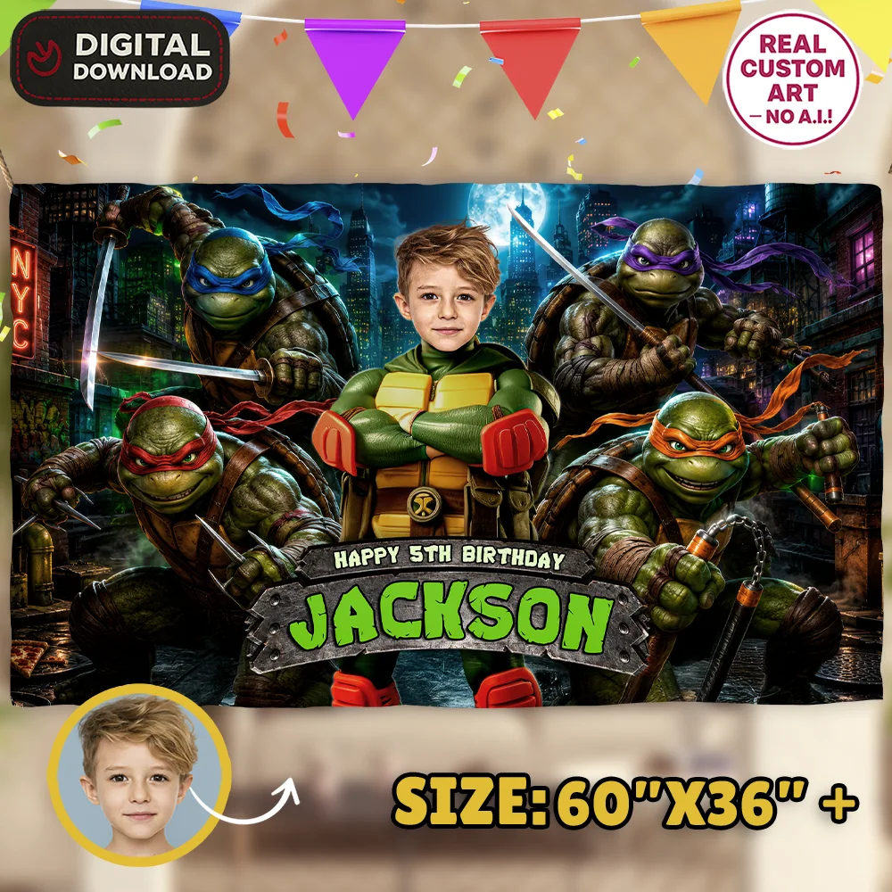 Ninja Turtles Party Banner | Ninja Turtles Birthday Decoration 1 Ninja Turtles Party Banner | Ninja Turtles Birthday Decoration