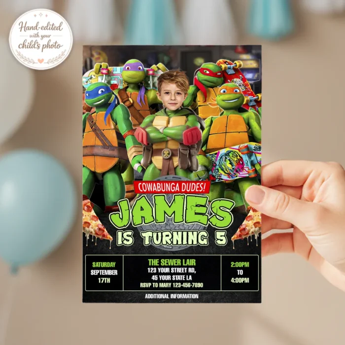 Ninja Turtles Birthday Invitation | Personalized Teenage Mutant Ninja Turtles Photo Invite