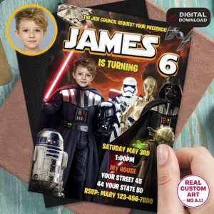 Darth Vader Invitation | Custom Darth Vader Birthday Photo Invite