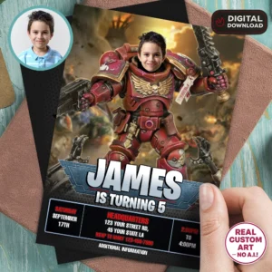 Blood Angels Birthday Photo Invite | Space Marine Photo Invitation