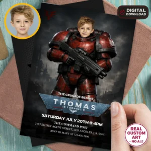 Blood Angels Birthday Invite | Space Marine Photo Invitation