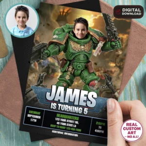 Dark Angels Birthday Invite | Space Marine Photo Invitation