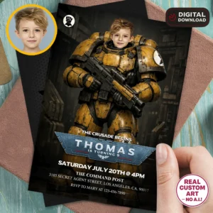 Imperial Fists Birthday Invite | Warhammer 40K Photo Invitation