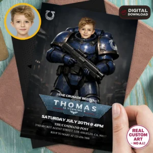 Ultramarine Birthday Invite | Space Marine Photo Invitation