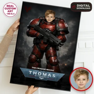 Blood Angels Photo Welcome Sign | Personalized Space Marine Birthday Poster