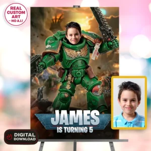 Dark Angels Photo Welcome Sign | Personalized Space Marine Birthday Poster