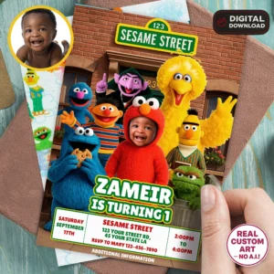Sesame Street Party Invitation | Elmo Birthday Invitation with Photo