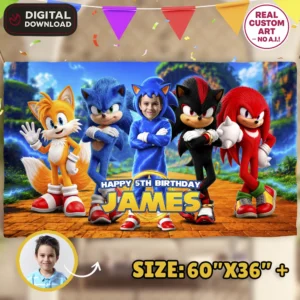 Custom Sonic Party Banner | Sonic Birthday Decoration