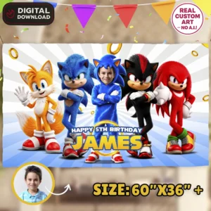 Custom Sonic Birthday Banner | Personalized Sonic Party Decoration