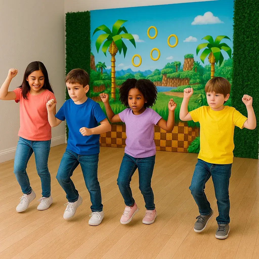 Dance Freeze: kids dancing to Sonic soundtracks and freezing when music stops