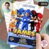 Custom Sonic Photo Invitation | Sonic Birthday Invitation