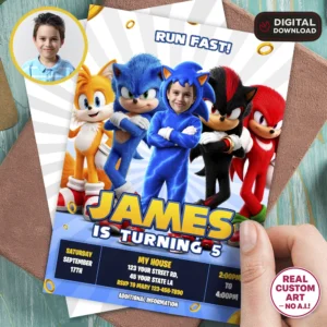 Custom Sonic Photo Invitation | Sonic Birthday Invitation