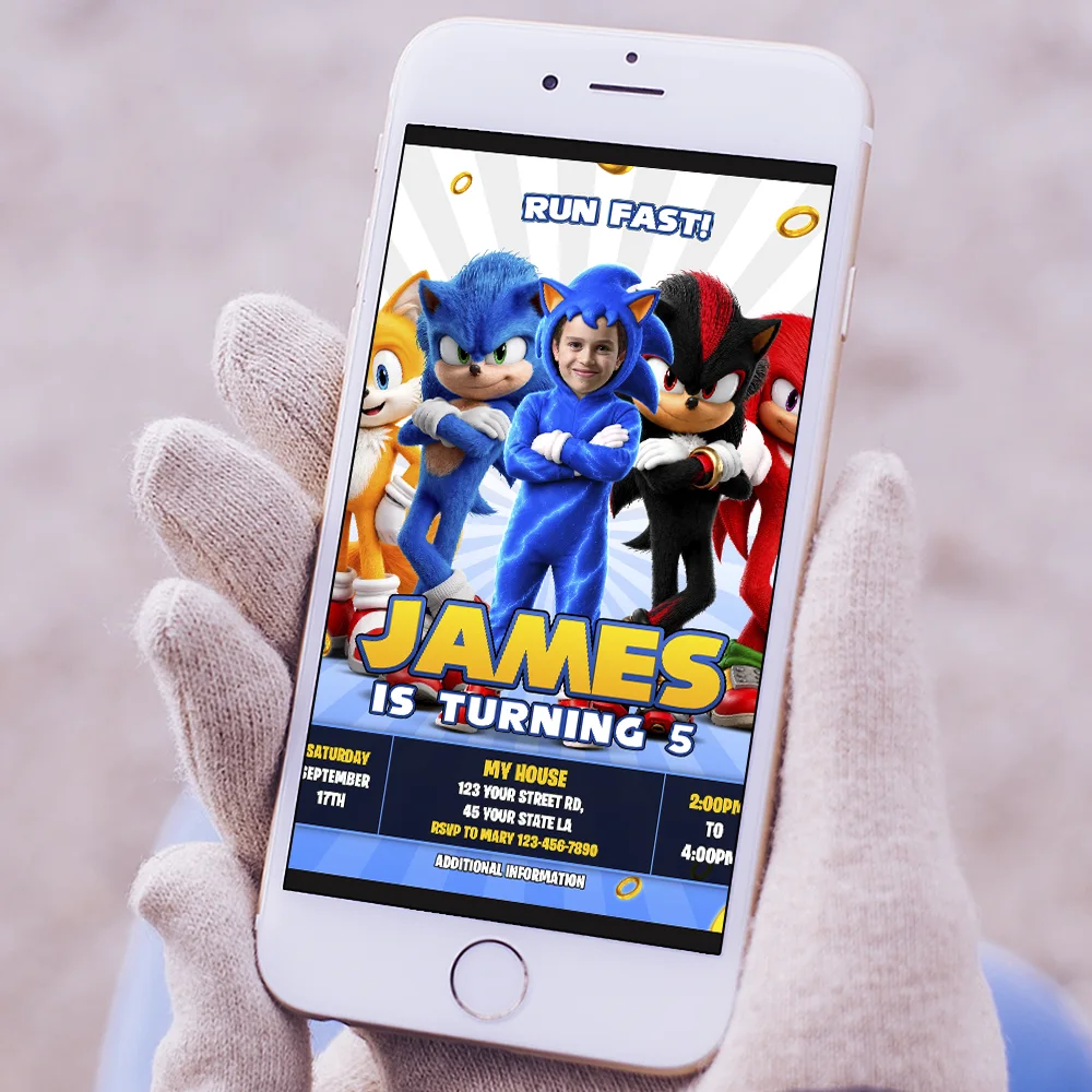 Custom Sonic Birthday Invitation | Sonic Birthday Invitation 5 Custom Sonic Photo Invitation | Sonic Birthday Invitation