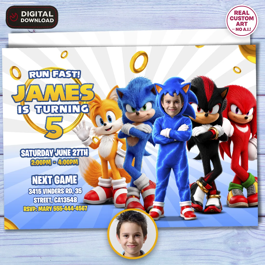 Custom Sonic Birthday Invitation | Sonic Birthday Invitation 1 Custom Sonic Birthday Invitation | Sonic Birthday Invitation