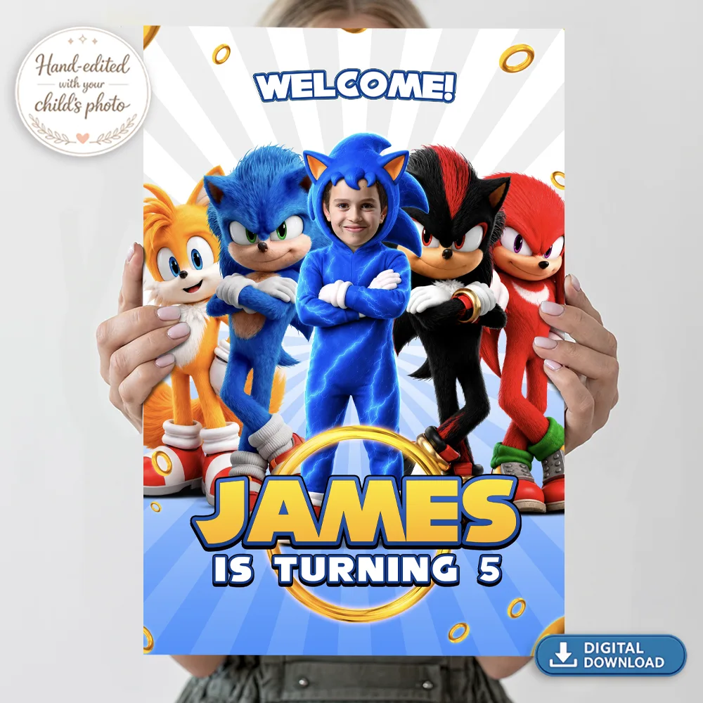 Custom Sonic Welcome Sign | Personalized Sonic Birthday Poster 4 Custom Sonic Welcome Sign | Personalized Sonic Birthhday Poster