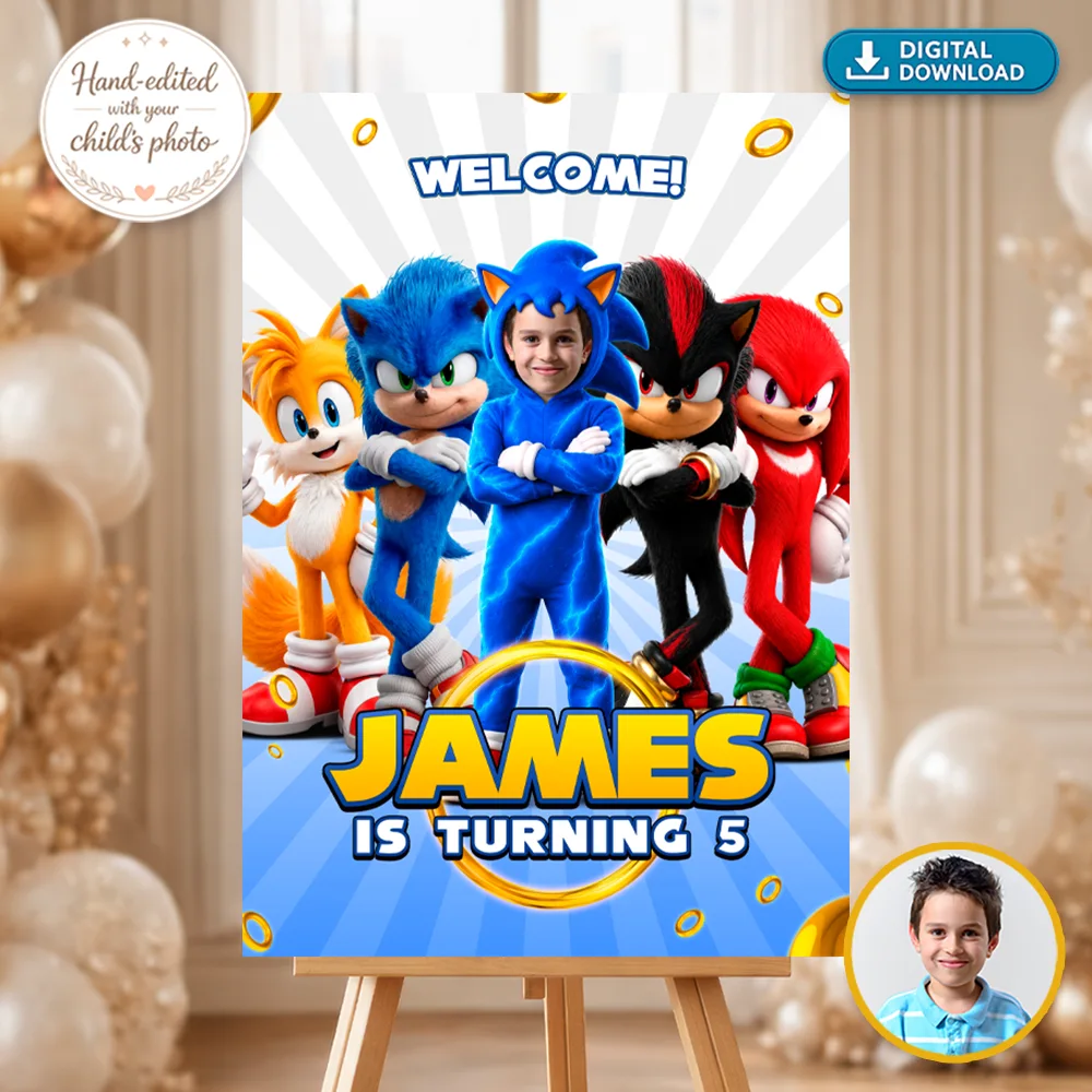 Custom Sonic Welcome Sign | Personalized Sonic Birthday Poster 2 Custom Sonic Welcome Sign | Personalized Sonic Birthhday Poster