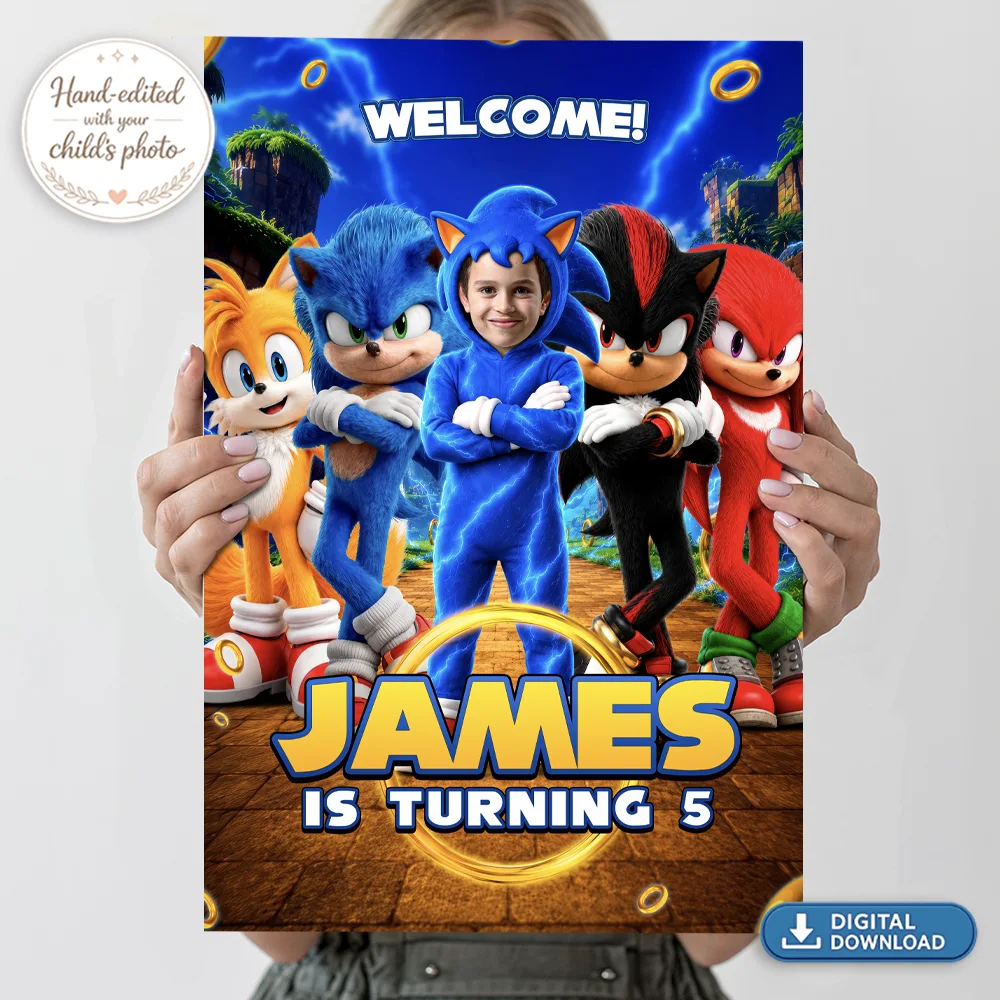 Personalized Sonic Welcome Sign | Custom Sonic Birthday Poster 4 Personalized Sonic Welcome Sign | Custom Sonic Birthhday Poster