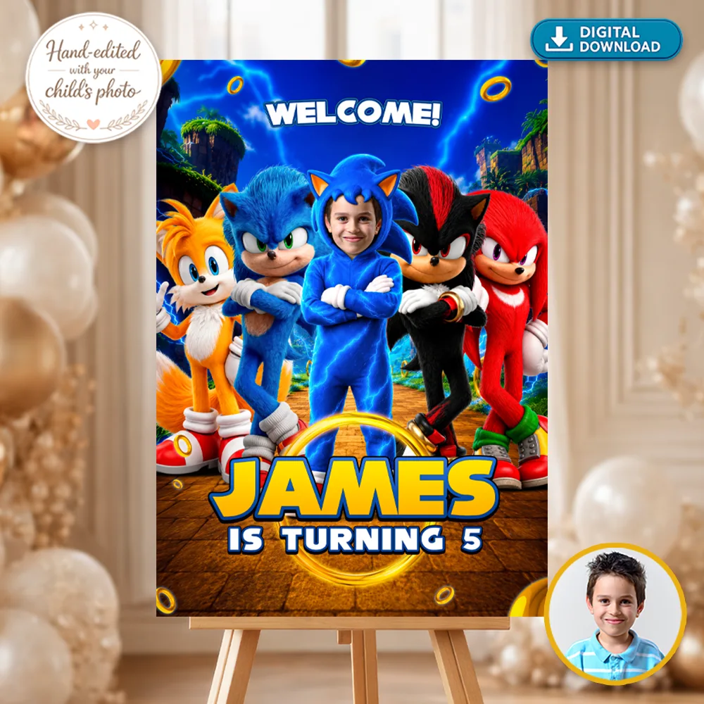 Personalized Sonic Welcome Sign | Custom Sonic Birthday Poster 3 Personalized Sonic Welcome Sign | Custom Sonic Birthhday Poster
