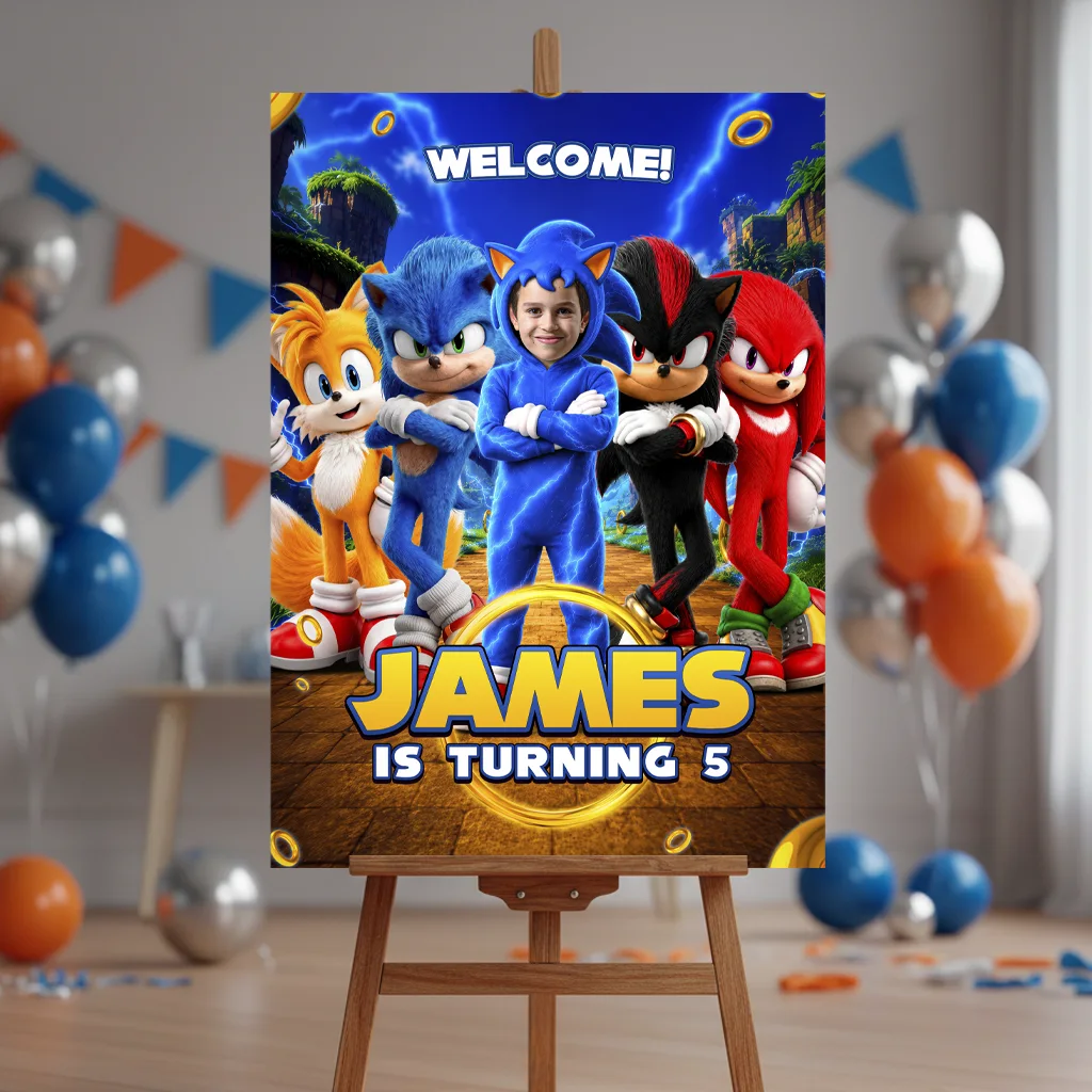 Personalized Sonic Welcome Sign | Custom Sonic Birthday Poster 2 Personalized Sonic Welcome Sign | Custom Sonic Birthhday Poster