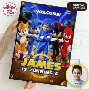 Personalized Sonic Welcome Sign | Custom Sonic Birthhday Poster