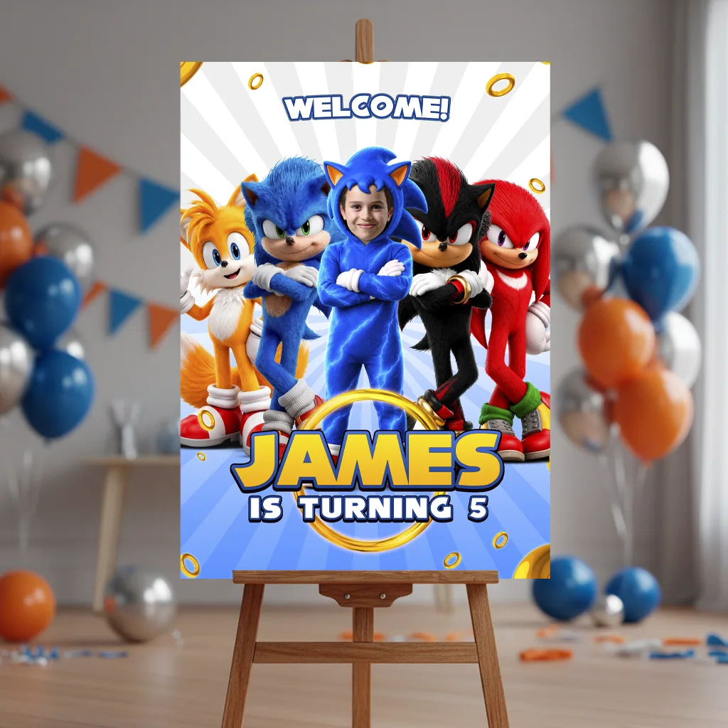 Custom Sonic Welcome Sign | Personalized Sonic Birthday Poster 3 Custom Sonic Welcome Sign | Personalized Sonic Birthhday Poster