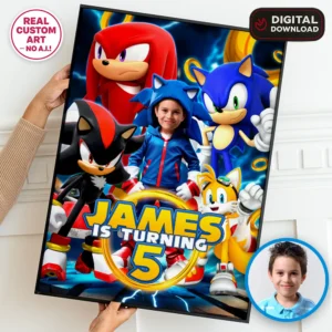 Sonic Birthday Welcome Sign | Custom Gamer Photo Poster