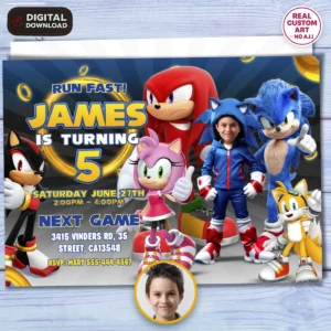 Sonic Party Photo Invitation | Custom Sonic Birthday Invite