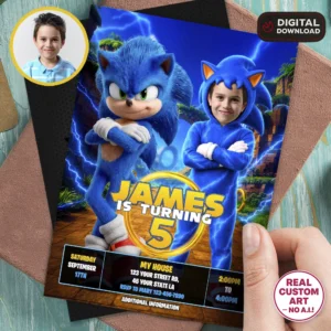 Custom Sonic Party Invitation | Gamer Birthday Invitation