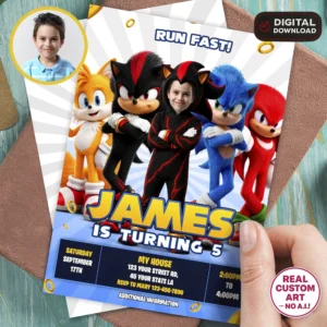 Shadow the Hedgehog Invitation | Sonic Birthday Photo Invite