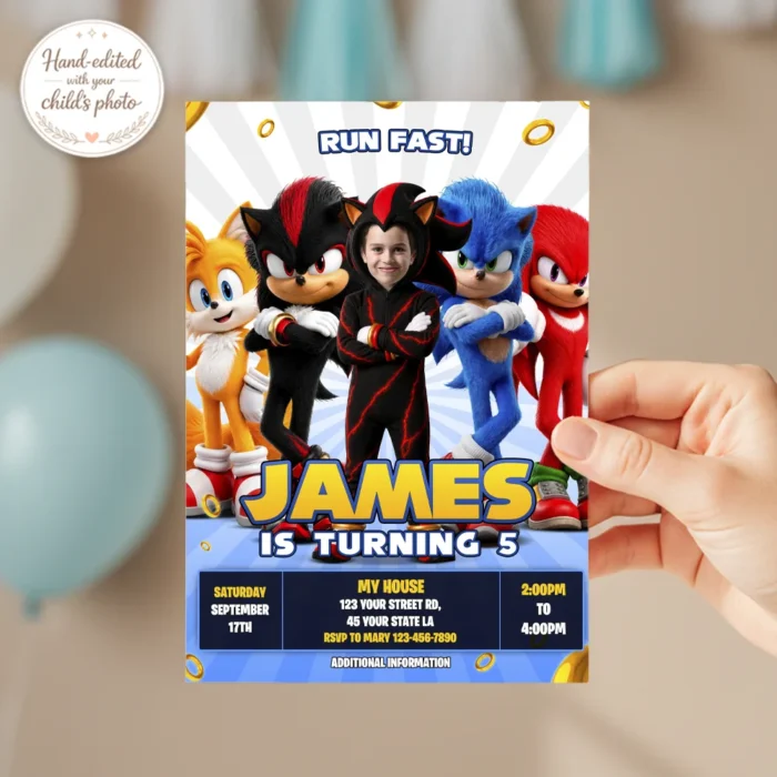 Shadow the Hedgehog Invitation | Sonic Birthday Photo Invite