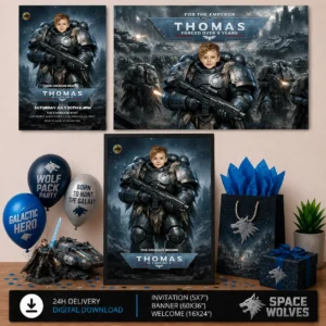 Space Wolves Birthday Bundle | Invitation, Banner and Welcome Sign
