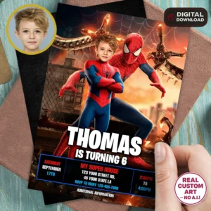 Spiderman Photo Invitation | Custom Spiderman Birthday Invite